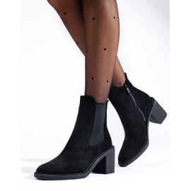 Botas Chelsea de mujer Shelovet de ante negro con tacón alto 2