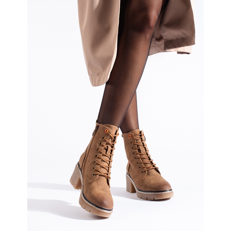 Botines Shelovet de ante marrón con cordones 1