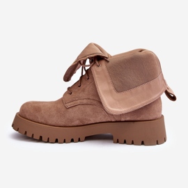 Botas Worker Tacón Plano Ante Beige Jence 8