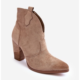 PS1 Botas vaqueras de ante beige Tanner con tacón alto 1
