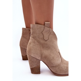 PS1 Botas vaqueras de ante beige Tanner con tacón alto 6