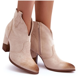 PS1 Botas vaqueras de ante con tacón alto Tanner beige claro 8