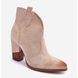 PS1 Botas vaqueras de ante con tacón alto Tanner beige claro 3