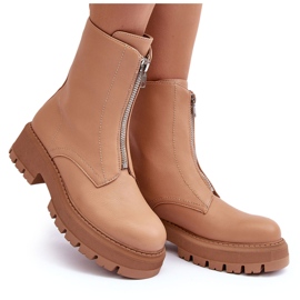 PS1 Botines Planos De Piel Con Cremallera Camel Vimal beige 9