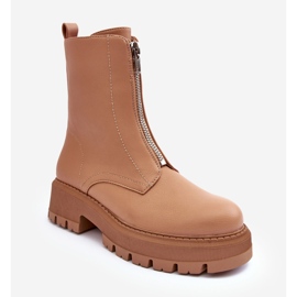 PS1 Botines Planos De Piel Con Cremallera Camel Vimal beige 1