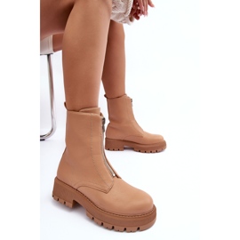 PS1 Botines Planos De Piel Con Cremallera Camel Vimal beige 8