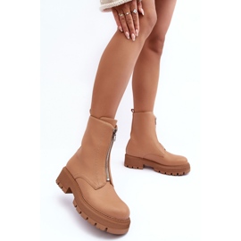 PS1 Botines Planos De Piel Con Cremallera Camel Vimal beige 5