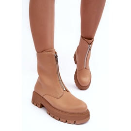 PS1 Botines Planos De Piel Con Cremallera Camel Vimal beige 6