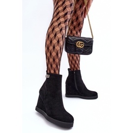 PS1 Botines de cuña aislantes de ante con decoración, Black Vere negro 6
