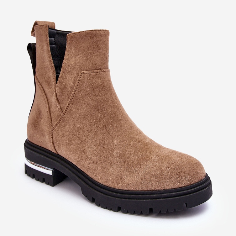 PS1 Botas Planas De Ante Con Aberturas, Lamedella Beige 1