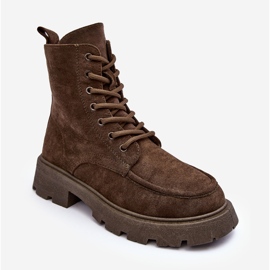 PS1 Botines estilo trampero de ante con aislamiento y tacón plano, verde oscuro Zikey 1