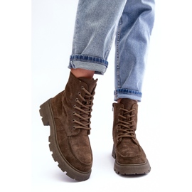 PS1 Botines estilo trampero de ante con aislamiento y tacón plano, verde oscuro Zikey 4