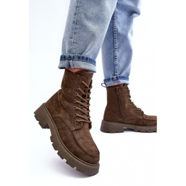 PS1 Botines estilo trampero de ante con aislamiento y tacón plano, verde oscuro Zikey 5