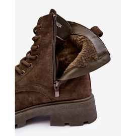 PS1 Botines estilo trampero de ante con aislamiento y tacón plano, verde oscuro Zikey 2