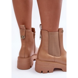 PS1 Botines Chelsea de piel para mujer con adornos de lóbulo en beige 6