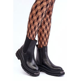 PS1 Botas Chelsea con tacón plano y plataforma, negro, Linestta 2