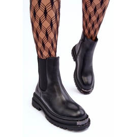 PS1 Botas Chelsea con tacón plano y plataforma, negro, Linestta 5
