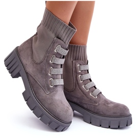PS1 Botas tipo calcetín sin cordones de ante Gris Hope 8
