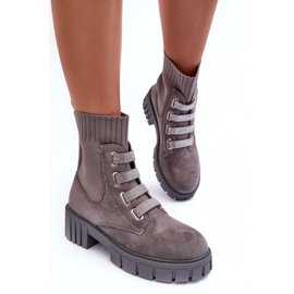 PS1 Botas tipo calcetín sin cordones de ante Gris Hope 5