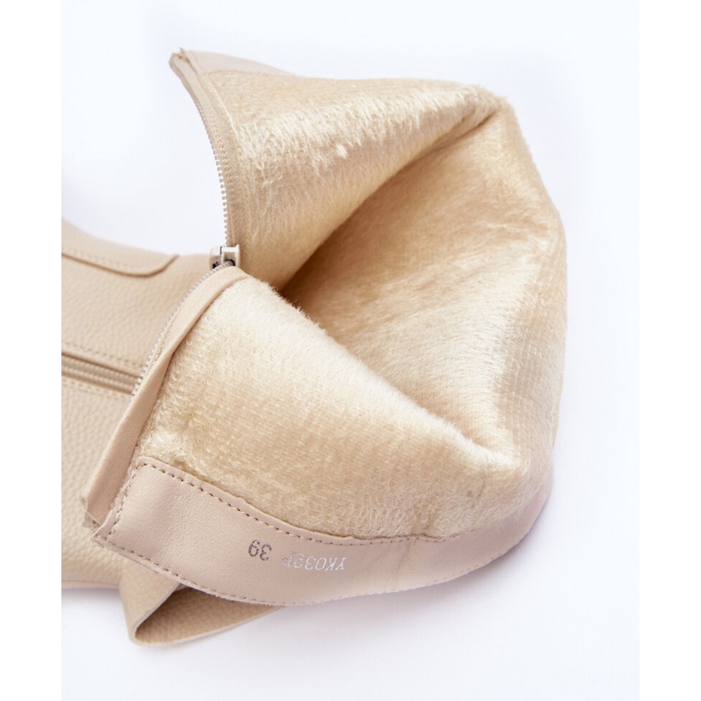 Botas Media Pierna Lizames Beige Claro 1