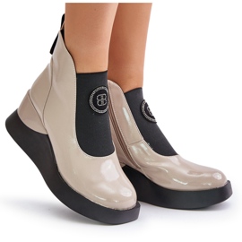Botas Cuña Piel S.Barski MR870-22 Gris claro beige 9