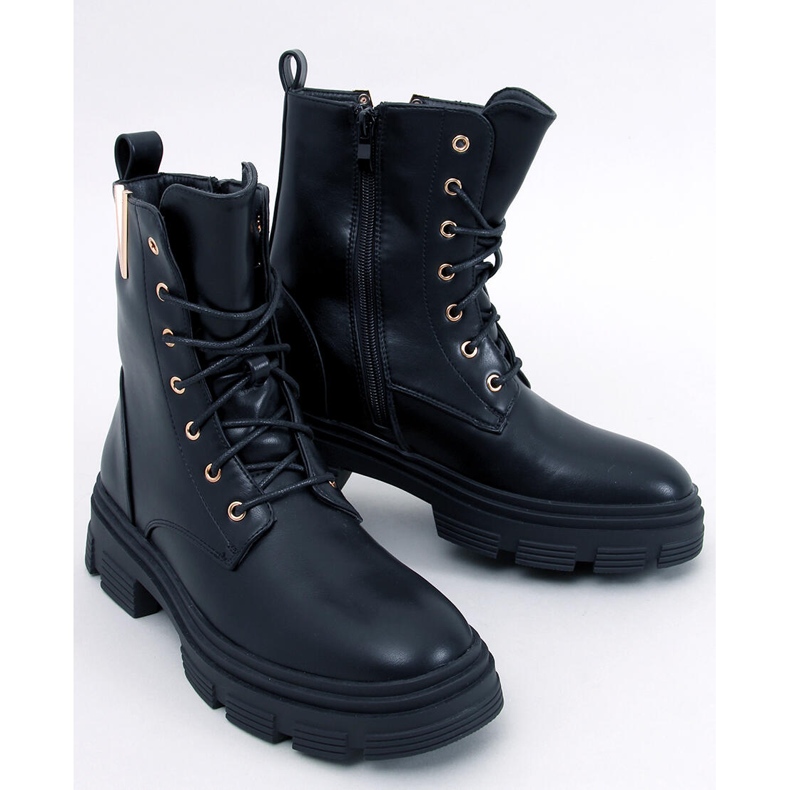 Clend Botines militares con cordones negros 1 Clend Botines militares con cordones negros 1