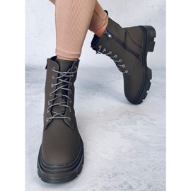 Clend Botines militares con cordones caqui verde 2