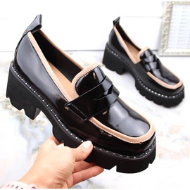 S.Barski Mocasines de charol con tacón alto y plataforma, negro D&amp;A MR870-32 1