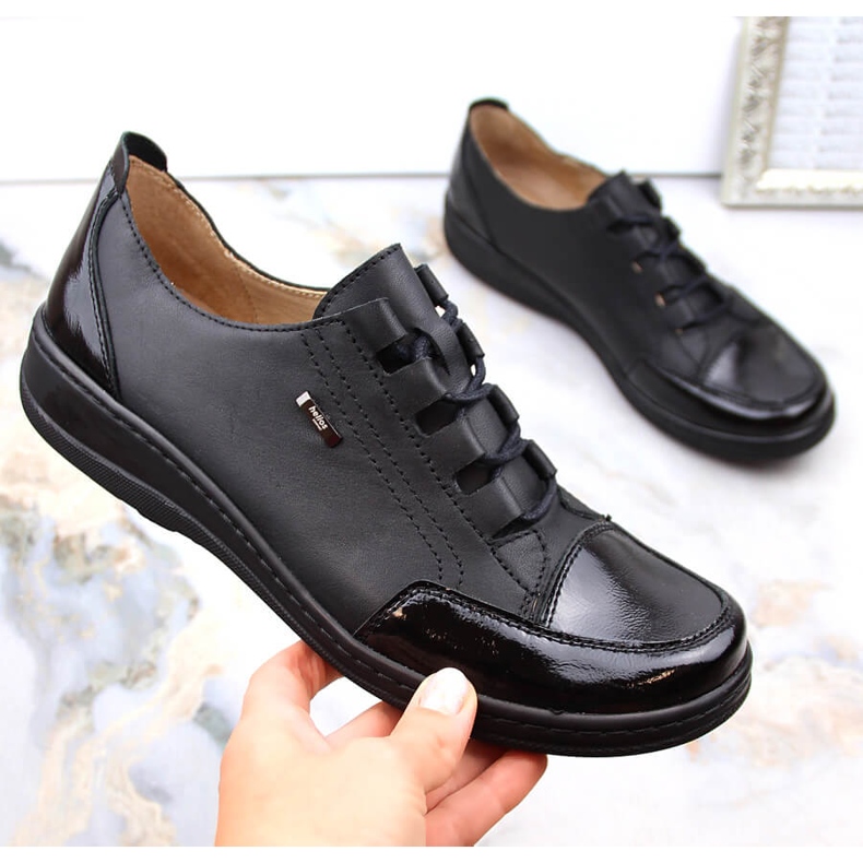 Zapatos cómodos de piel para mujer, Helios negros 1 Zapatos cómodos de piel para mujer, Helios negros 1