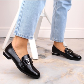 Zapatos de mujer de charol negro con tacón plano, Sergio Leone MK732 5