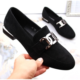 Zapatos de mujer en ante con cadena, negro Sergio Leone MK732 1
