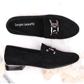 Zapatos de mujer en ante con cadena, negro Sergio Leone MK732 3
