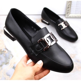 Zapatos de mujer de tacón plano con cadena, negro Sergio Leone MK732 1