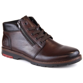 Botas de hombre cómodas de piel forradas de lana, marrón Rieker 10502-25 5