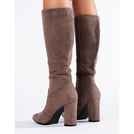 Bota Shelovet de mujer en punta en ante ecológico beige 3