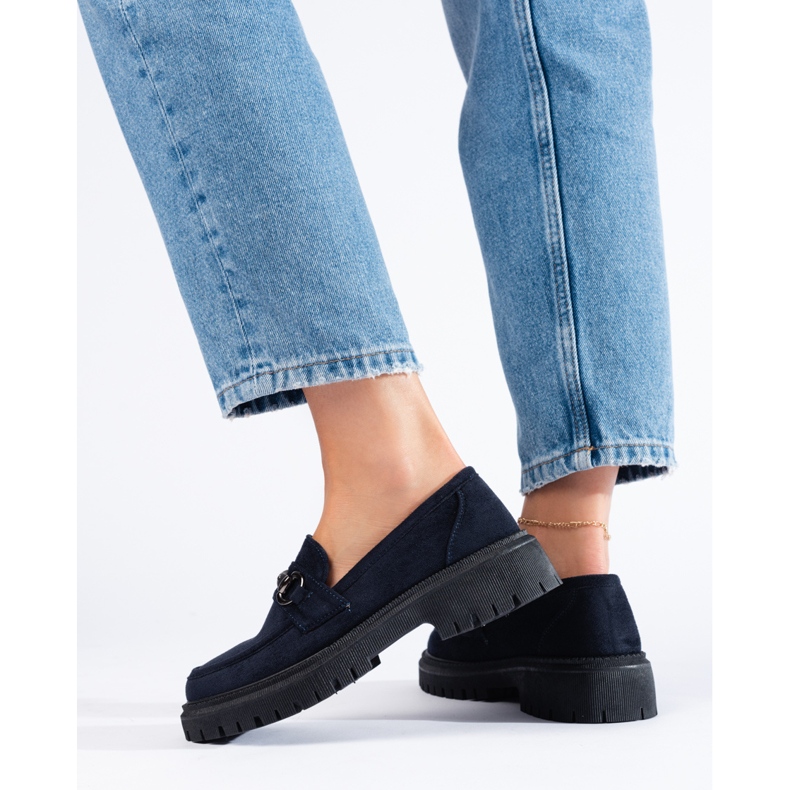Mocasines de mujer Shelovet ante azul marino 2