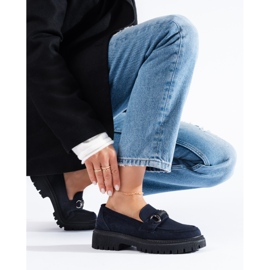 Mocasines de mujer Shelovet ante azul marino 3