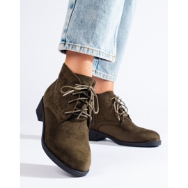 Botines Shelovet ante verde con cordones 1