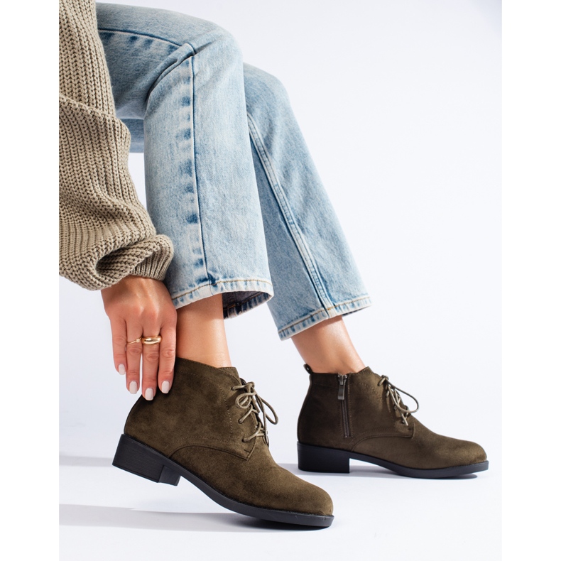 Botines Shelovet ante verde con cordones 2