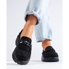 Mocasines de mujer en ante negro de Shelovet 1