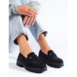 Mocasines de mujer en ante negro de Shelovet 2
