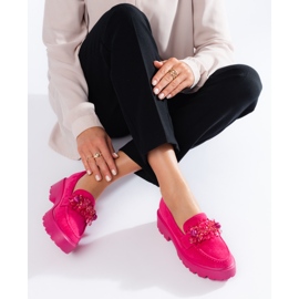 Mocasines de mujer Shelovet de ante fucsia rosado 2