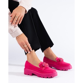 Mocasines de mujer Shelovet de ante fucsia rosado 1