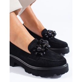 Mocasines de mujer Shelovet de ante negro 2