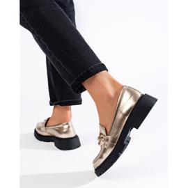Mocasines Shelovet dorados con suela gruesa. 3