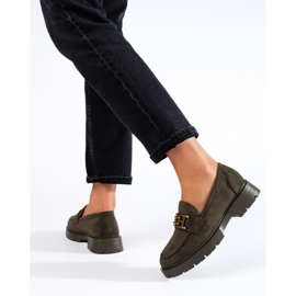 Mocasines de mujer Shelovet de ante verde oscuro negro 3