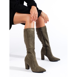 Botas de punta de mujer Shelovet verde oscuro 1