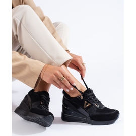 W. Potocki Zapatillas Potocki negras con cordones y cuña negro 1 W. Potocki Zapatillas Potocki negras con cordones y cuña negro 1