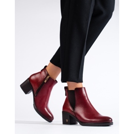 W. Potocki Botines de mujer burdeos de tacón Potocki rojo 1