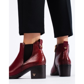 W. Potocki Botines de mujer burdeos de tacón Potocki rojo 2